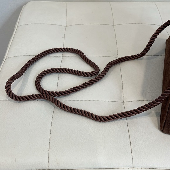 Columbine Vintage Brown suede clutch with tassel and rope strap - Picture 5 of 5